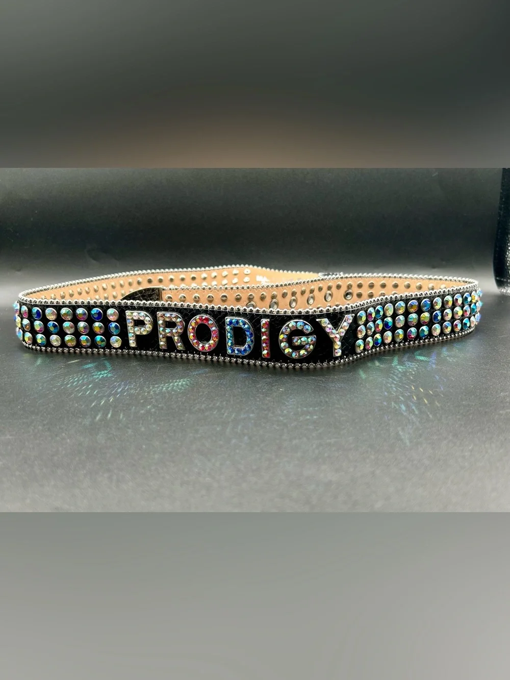 MAJESTIK  “Prodigy”  Leather Belt Colorful - Rhinestone . Size L